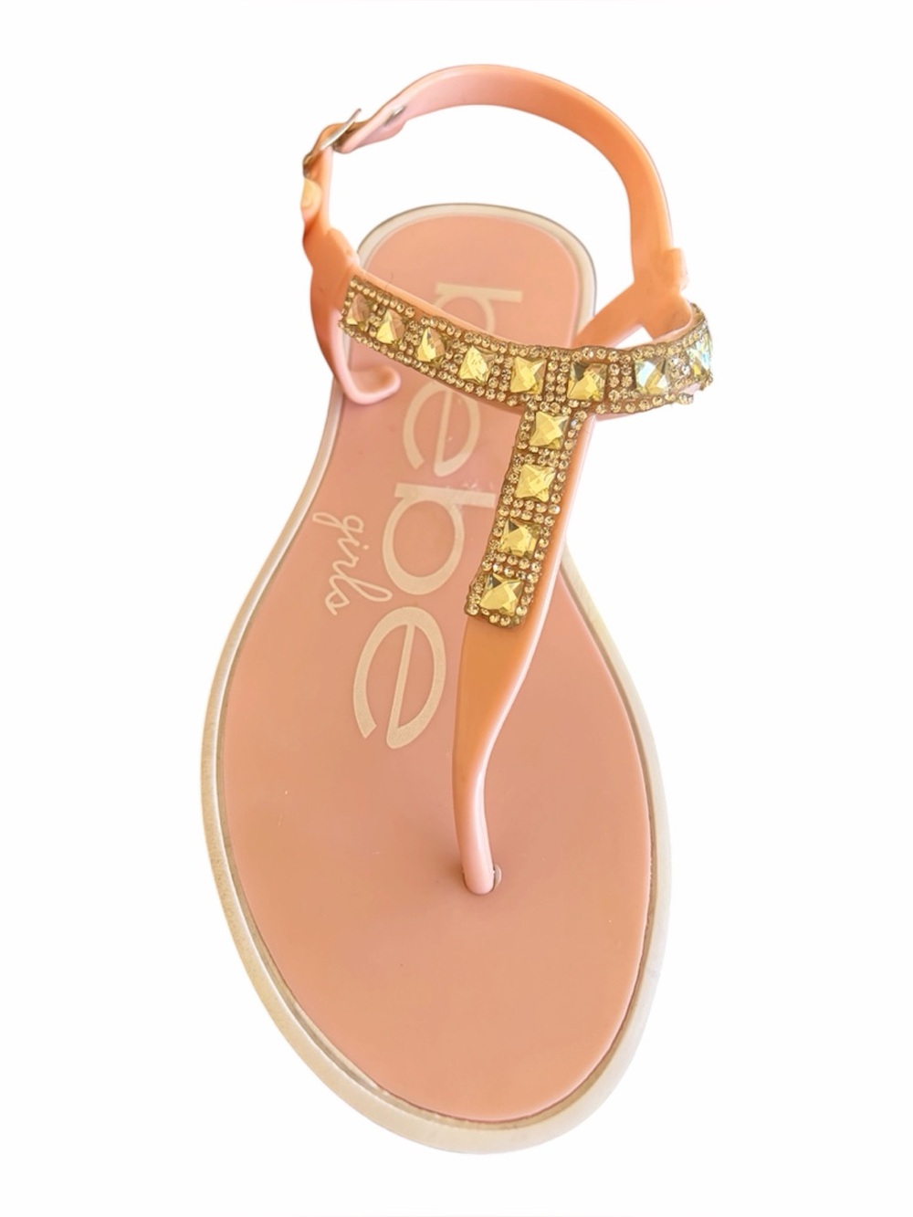 Bebe Pink Girls Jeweled T-Strap Flat Sandal Size 13/1 Medium